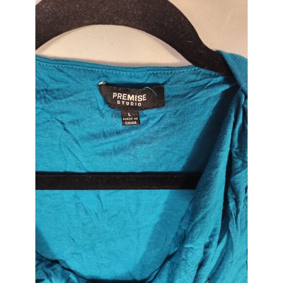 Premise Studio Womens Teal Blue Top Y2K Career Old Money US/L - Picture 2 of 3